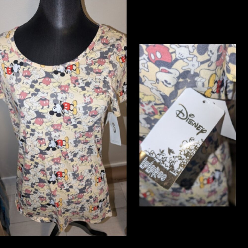 NWT! LulaRoe Disney MICKEY MOUSE Print Classic Womens Top Size S